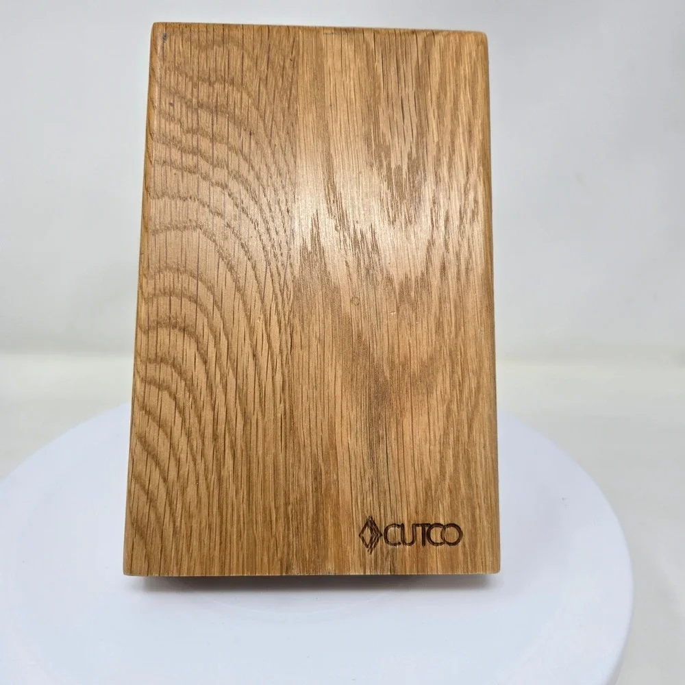 Cutco Oak Wood Knife Block 5 Slot Kitchen Cutlery Storage Holder with Wire Stand
